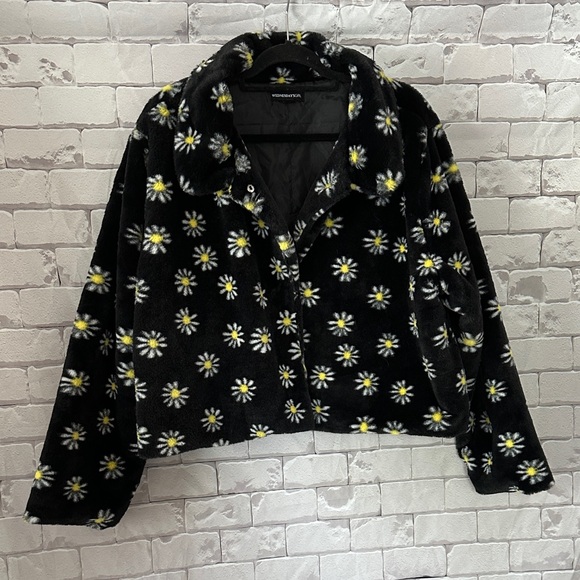 Floral Black Teddy Jacket - Picture 1 of 7